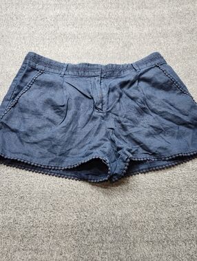 LOFT Linen Shorts Womens M Blue Casual Summer Beach Lightweight